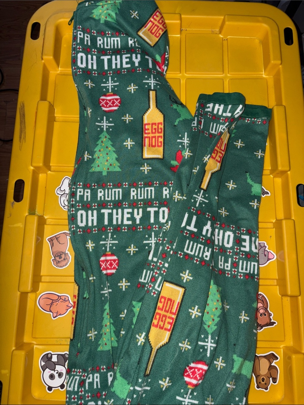 Green Holiday Eggnog Themed Adult Onesie